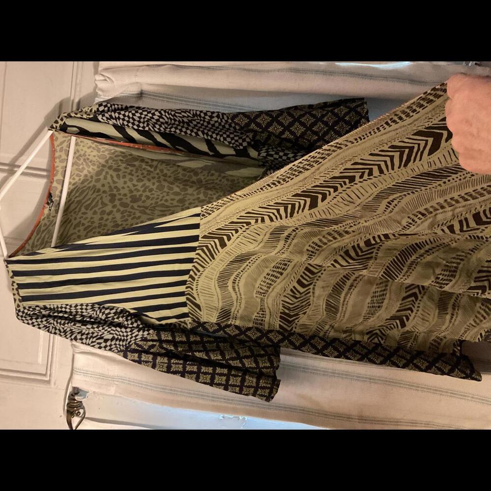 Sacred Threads Mixed Fabric Greens And Black Kimo… - image 2